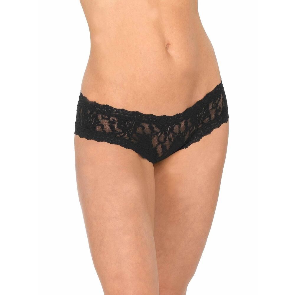 NWT Hanky Panky Black Size S Signature Lace Crotchless Cheeky Hipster 482921